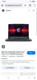 msi thin b13udx-1826it rtx 3050 6gb 
