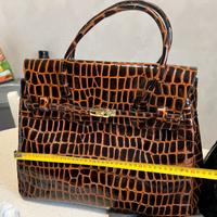 Borsa nuova pelle vera ovino stampato coccodrillo
