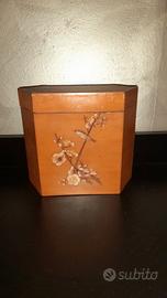 Scatola in legno porta the cinese vintage 