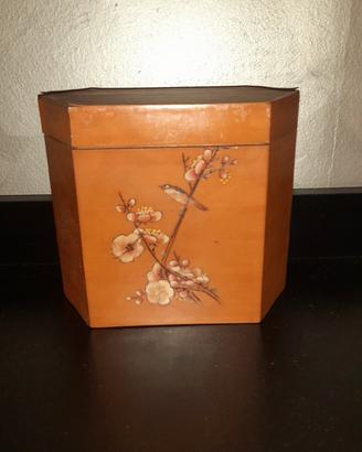 Scatola in legno porta the cinese vintage 