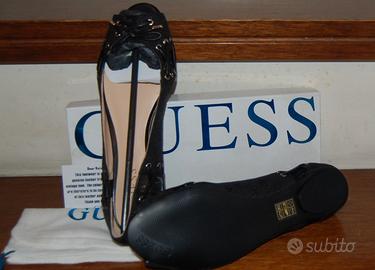 GUESS ballerina open toe stoffa pelle pizzo nuova