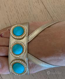 Sandali artiginali con turchese e svarovsky 38