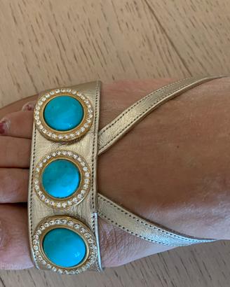 Sandali artiginali con turchese e svarovsky 38