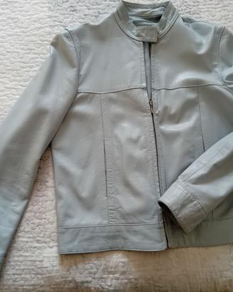 Giubbino pelle combipel azzurro tg 46