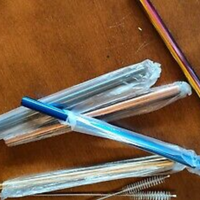 Set 5 cannucce di acciaio colorate, + 2 scovolini