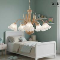 Lampadario classico legno e ferro battuto 5luc e14