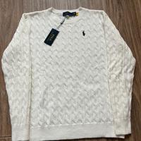 Maglione Ralph Lauren Bianco trecciato-Taglia L