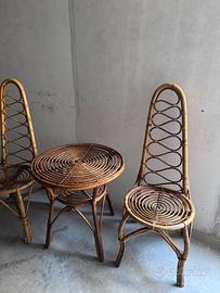 Sedie e tavolino rattan bamboo
