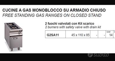 Cucina 2 fuochi professionale