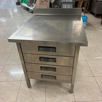 Tavolo acciaio inox con 4 casetti professionali