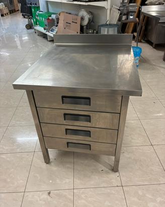 Tavolo acciaio inox con 4 casetti professionali