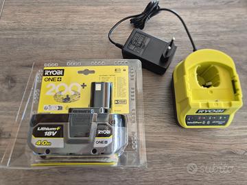 Set Ryobi batteria Litio 4 Ah + caricabatterie