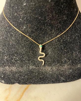 Collana Con Pendente in Oro, Diamanti e Smeraldo