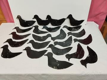 N 22 sagome uccelli in lamiera richiamo caccia 