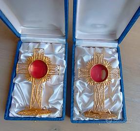 Coppia reliquiari  Argento 800 Vermeil - Filigrana