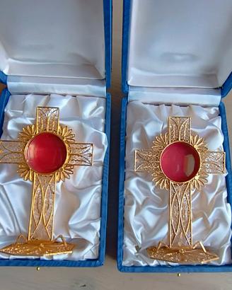 Coppia reliquiari  Argento 800 Vermeil - Filigrana