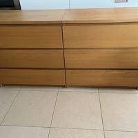 2 cassettiere  MALM rovere a 3 cassetti cadauna