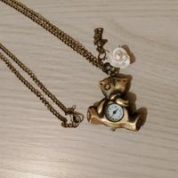 Collana vintage orsetto con orologio