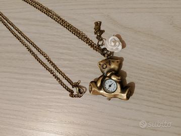 Collana vintage orsetto con orologio
