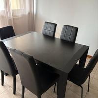 8 sedie moderne, nere in ecopelle, Lory e Quadra