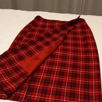 Gonna scozzese in lana tartan rossa a portafoglio