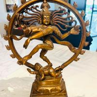Scultura in bronzo di Shiva, India, danzatrice cos