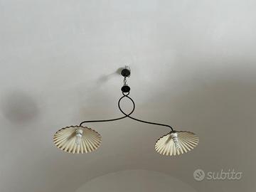 LAMPADARIO IN FERRO BATTUTO E CERAMICA