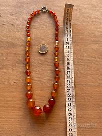 Collana in agata/corniola naturale, 56 cm, 87 g