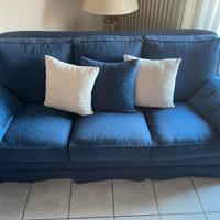 Divano 3 posti in tessuto blu, classico