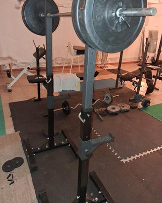 Half Squat Rack regolabile+ Set bilanciere/dischi