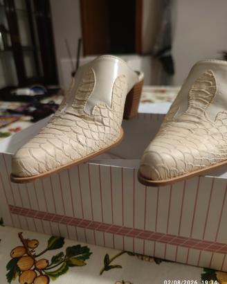 scarpe sabot texano pelle