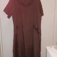 vestito lino con ricamo ritaglio taglia 52/54