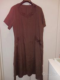 vestito lino con ricamo ritaglio taglia 52/54