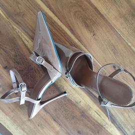 Slingback cammello con tacco nuove n.37