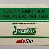 Scheda telefonica Sip "Nuovo numero verde."