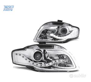 FARI AUDI A4 B7 04-07 LUCE DIURNA FONDO CROMATO