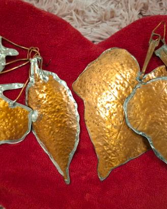 Foglie decorative in rame con ganci  (3+2)