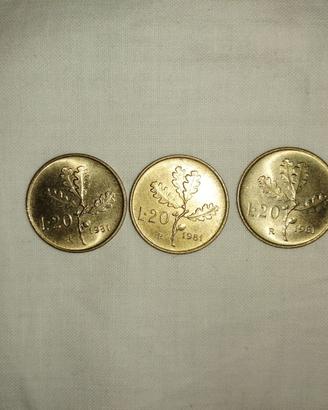Lotto 3 monete 20 Lire 1981 – Repubblica Italiana