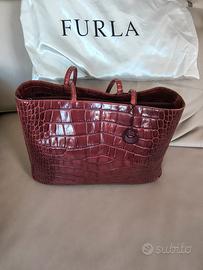 Shopper Furla pelle stampa coccodrillo 