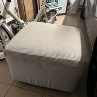 Pouf in pelle 60x60x47 con copripouf e 2 plaid