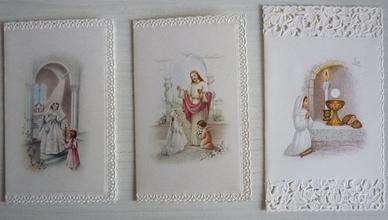 3 Santini prima comunione anni '60 bordo in pizzo