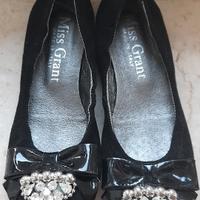 Ballerine invernali camoscio nero bambina Nuove 32