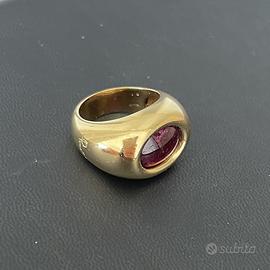 Pomellato anello oro e pietra rossa granata
