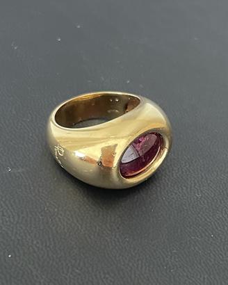 Pomellato anello oro e pietra rossa tormalina