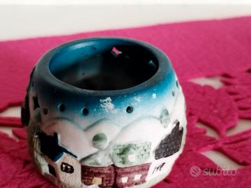 Portacandele Vintage in Ceramica "Natale Agip Ediz