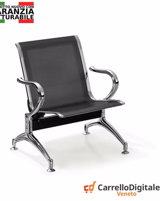 Sedia da attesa in acciaio colore nero 1 posto
