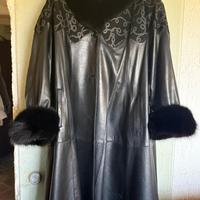 giacca di pelle con collo e polsini  in volpe