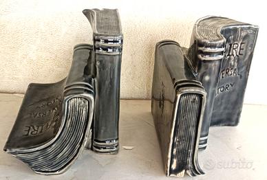 coppia fermalibri in ceramica smaltata