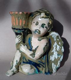 Portacandele Vintage Cherubino Ceramica