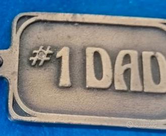 Portachiavi anni 70 in bronzo con brillantino 